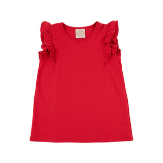 Rueling Ruffle Top - Richmond Red