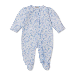 Printed Zipper Footie - Old English Roses Blue