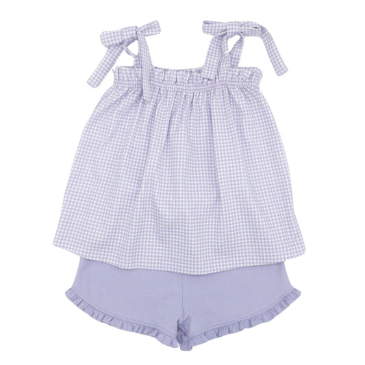 Tie Top and Kinley Ruffled Shorts Set - Pima Knit