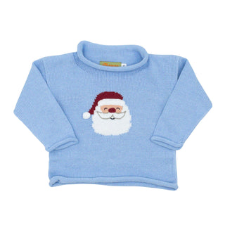 Boys Santa Face Rollneck Intarsia Sweater