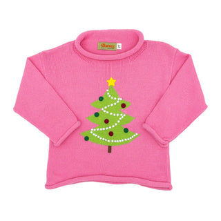Rollneck Sweater - Christmas Tree on Bubblegum