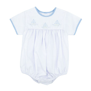 Boys Bubble with Hand-embroidery - Sailboats