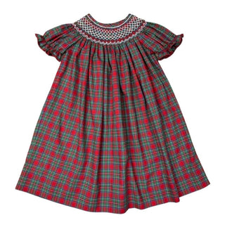 Plaid Bishop Dress with Hand-smocking - Geometrics and Pearls