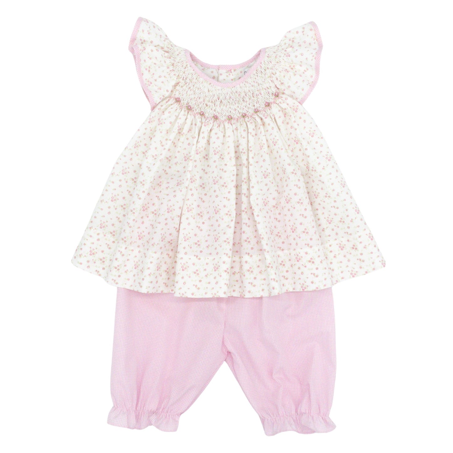 Smocked Floral Top with Pantaloons