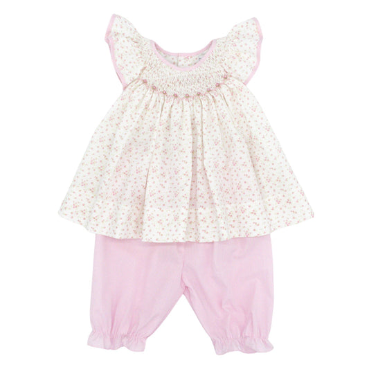 Smocked Floral Top with Pantaloons