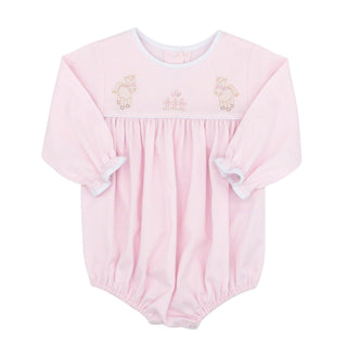 Girls Pique Long-sleeve Bubble with Hand-embroidery - Horses
