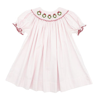 Bishop Dress with Hand-smocking - Christmas Wreaths
