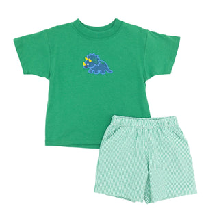 Boys Short Set with Applique - Dashing Dino