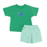 Dashing Dino Applique on Green