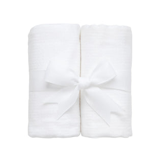 Double Fabric Burp Set - White Seersucker Stripe
