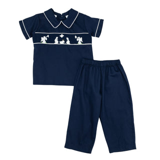 Drew Pant Set with Hand-smocking - Nativity