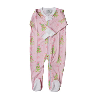 *PRE-ORDER* Girls Pima Knit Zipper Footie - Pink Tinsel