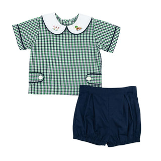 Riley Short Set with Hand-embroidery - Mallard