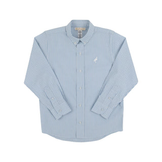 Dean's List Dress Shirt (Oxford) - Barrington Blue Tally Ticking Stripe