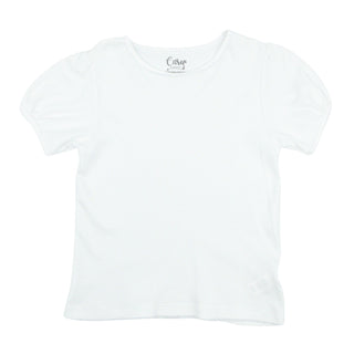 Girls Short Sleeve T-shirt with Picot Trim