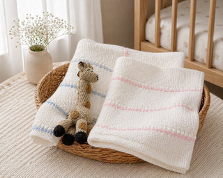 Pucker Texture with Stripe Baby Blanket - Pink