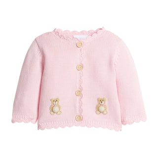 Crochet Cardigan - Pink Teddy Bear