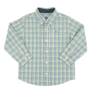 Button-down Dress Shirt - Green & Turquoise Plaid