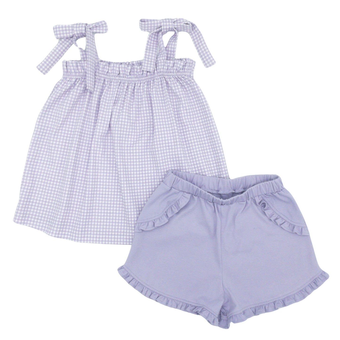 Tie Top and Kinley Ruffled Shorts Set - Pima Knit