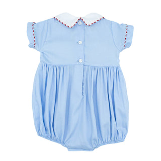 Noah Collared Bubble with Hand-smocking - Christmas Wreaths