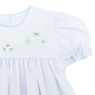 Dress with Scallop Edge and Bird Hand-embroidery