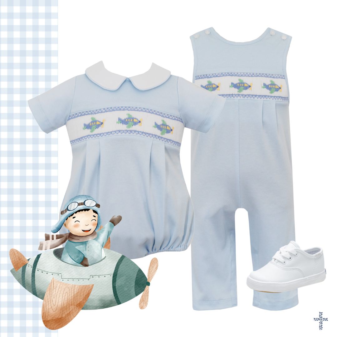Airplane Smocked Knit Bubble