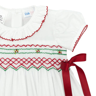 Girls Christmas Geometrics Smocked Bubble