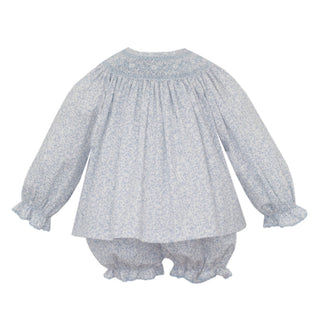Long-sleeve Bishop Bloomer Set with Hand-smocking - Grace