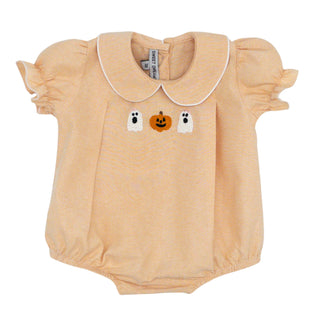 Girls Pumpkin & Ghost Embroidered Bubble