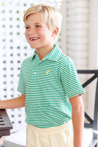 Prim & Proper Polo - Kiawah Kelly Green Stripe