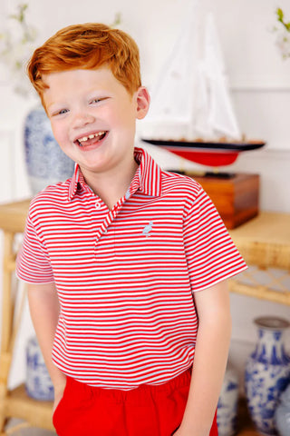 Prim & Proper Polo - Sumner County Stripe (Richmond Red)