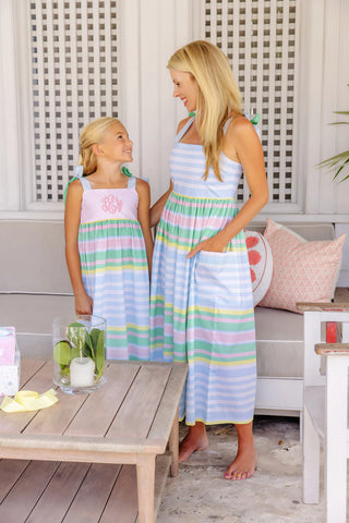 Macie Midi Dress (Broadcloth) - Sarasota Stripe