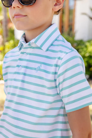 Prim & Proper Polo - Turks Teal Stripe