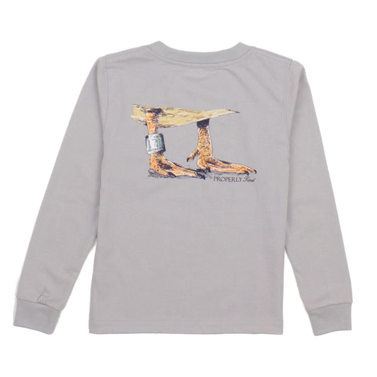 Signature Long-sleeve T-shirt - Duck Band on Ice Grey - 50% OFF