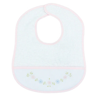 Girls Terry Cloth Bib with Hand-embroidery