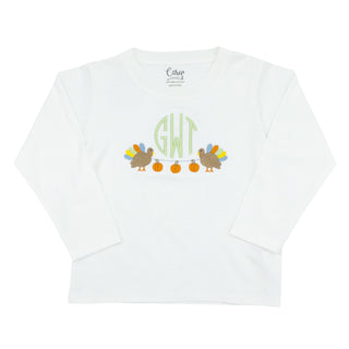 Boy Turkey Swag Design with 3-initial Monogram