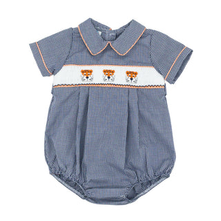 Boys Smocked Game Day Bubble - Auburn
