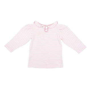 Girls Ruffle-neck Blouse - Pink Stripe