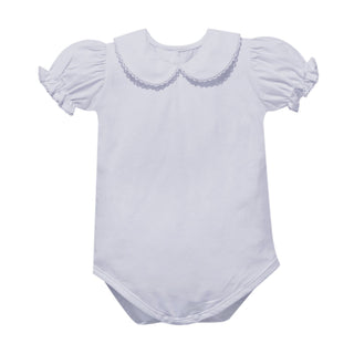 Girls Collared Onesie with Picot Trim