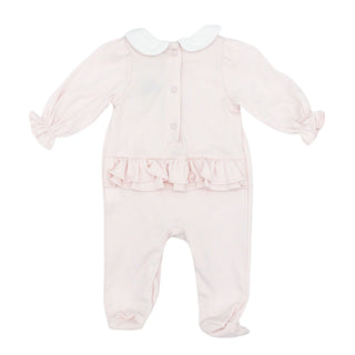 Pima Collared Footie with Hand-embroidery - Baby Lambs