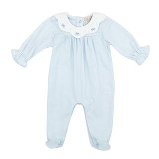Girls Footie with Hand-embroidered Collar - Little Bows