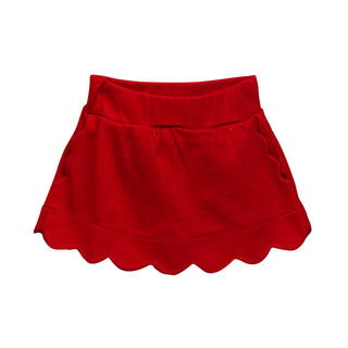 *PRE-ORDER* Scallop Pima Knit Skort - Red