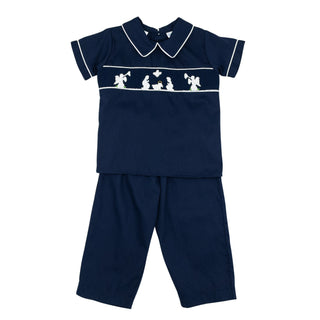 Drew Pant Set with Hand-smocking - Nativity