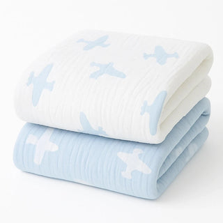 Reversible Airplane Baby Blanket - Blue