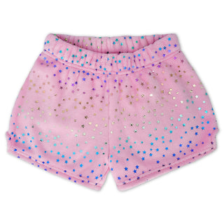 Pink Foil Star Plush Shorts