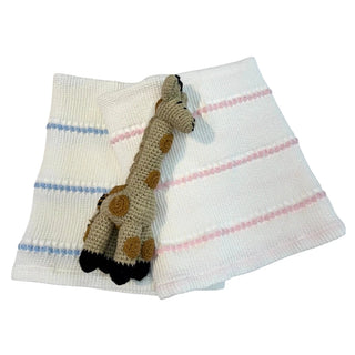 Pucker Texture with Stripe Baby Blanket - Pink