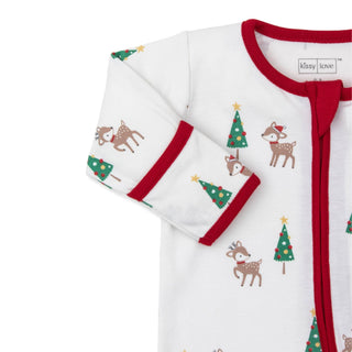 Printed Zipper Footie - Christmas Deer Cheer