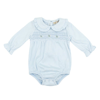 Girls Bubble with Hand-smocking - Blue