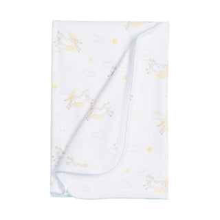 Printed Blanket - Blue Cow Jumping Over the Moon