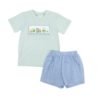 Boys Smocked Short Set - Construction Crew